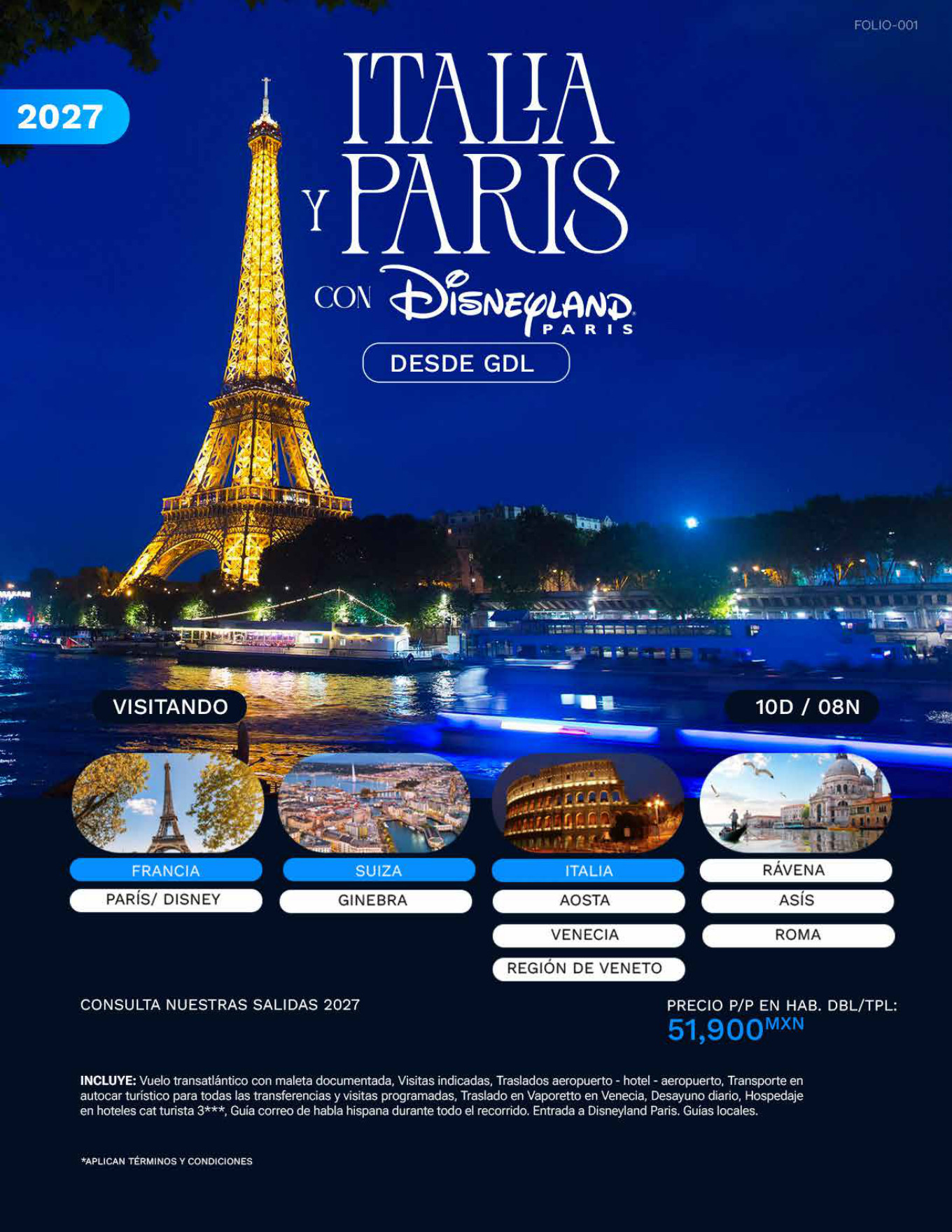 Italia y París con Disneyland